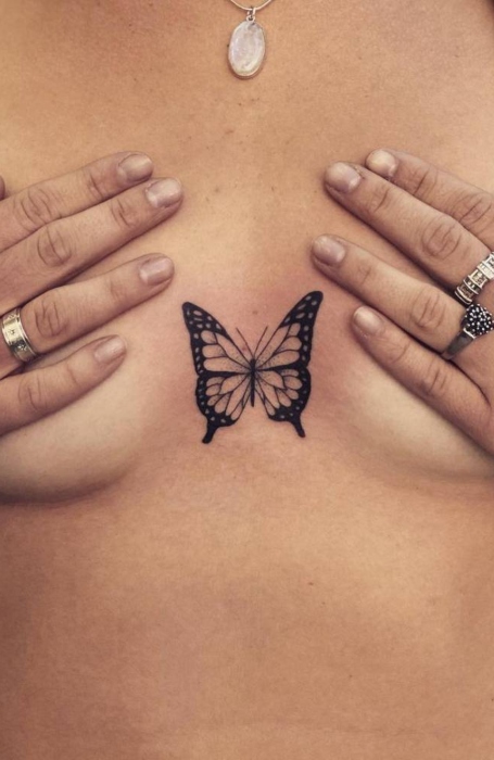 Butterfly Sternum Tattoo Design