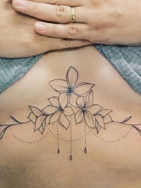 Flower Underboob Tattoo Design