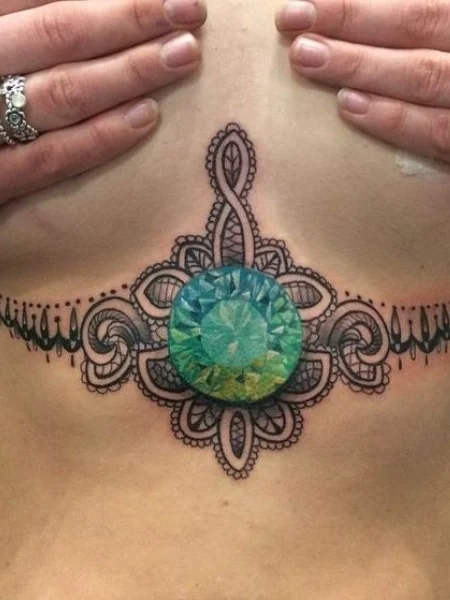 Jewel Underboob Tattoo Design