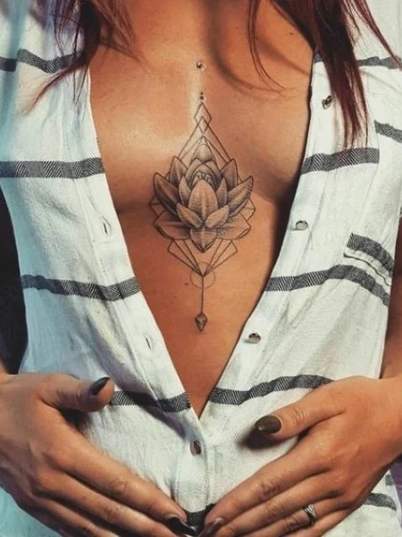 Lotus Underboob Tattoo Design