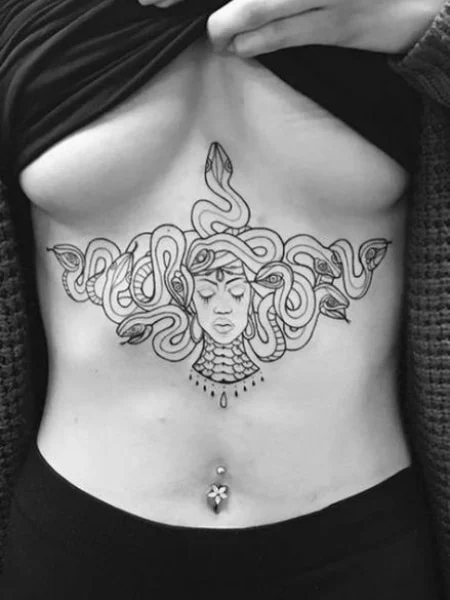 Medusa Underboob Tattoo Design