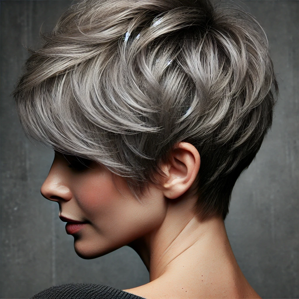 Salt-and-Pepper Short Pixie Cut for Thinner Hair