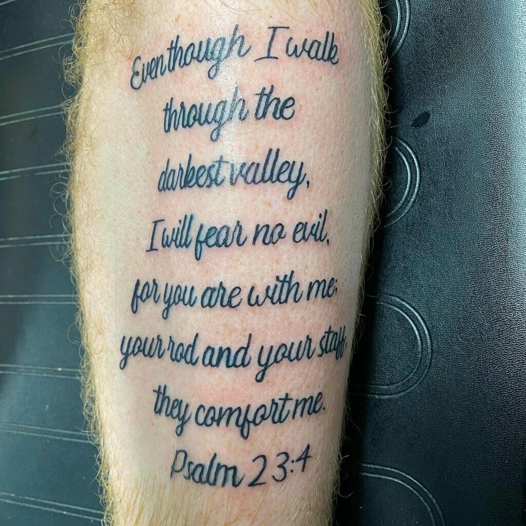 23:4 Verse Shin Tattoo