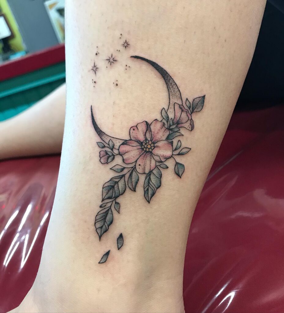 Flower and Star Tattoo