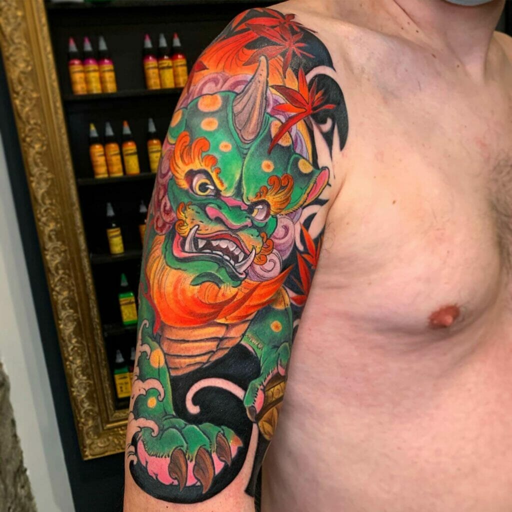 Oni Mask Japanese Half-Sleeve tattoo