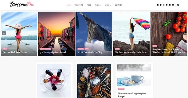 WordPress blog theme free: Blossom Pin