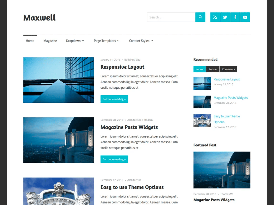 Free WordPress theme for bloggers: Maxwell