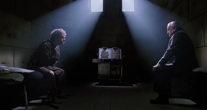 Kinderman and the Gemini Killer in a dark hospital room "Exorcist III."