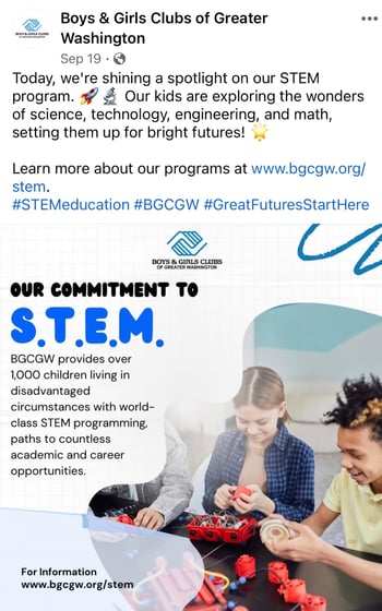 BGCGW, Facebook, STEM