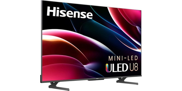 Hisense 75-inch U8H Mini-LED Quantum ULED TV at a side angle.