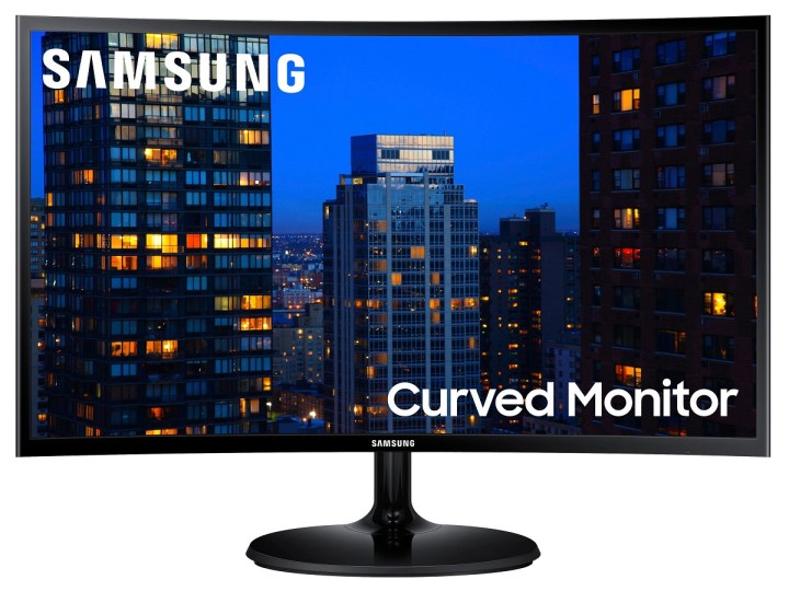 Samsung 27-inch 390C series curved monitor on white background.