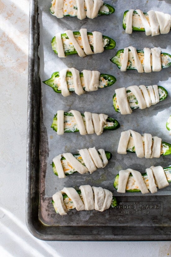 Dough wrapped around jalapeno