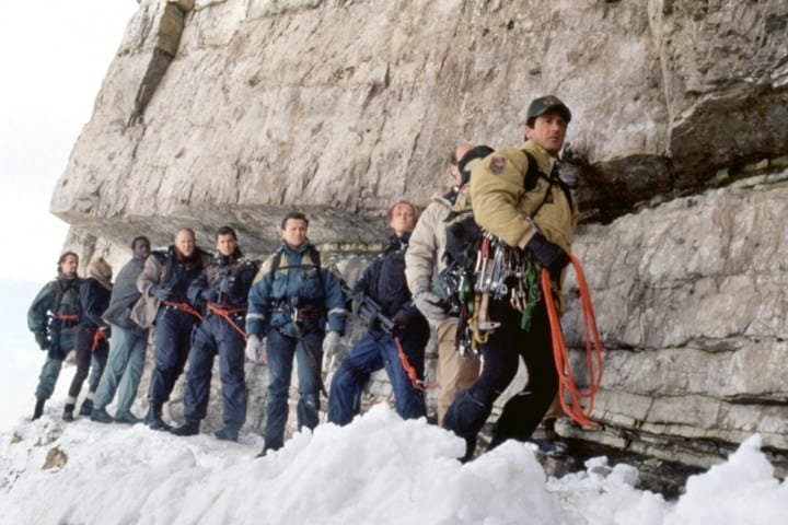 Sylvester Stallone leads an expeditionary force in a cliffhanger.