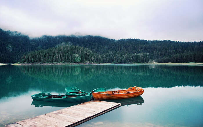 small boats on the lake