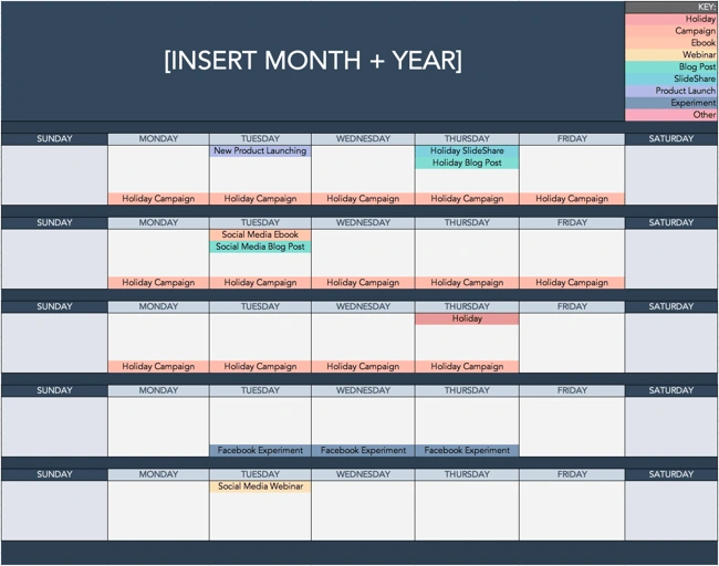 how to create a google sheets calendar: use social media templates