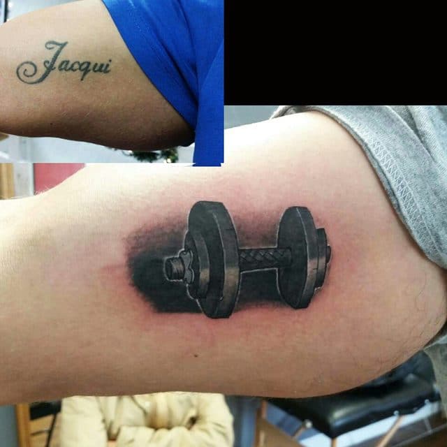 dumbbell tattoo