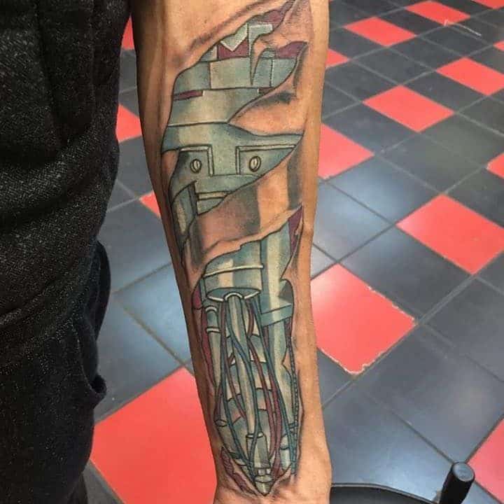 robot arm tattoo