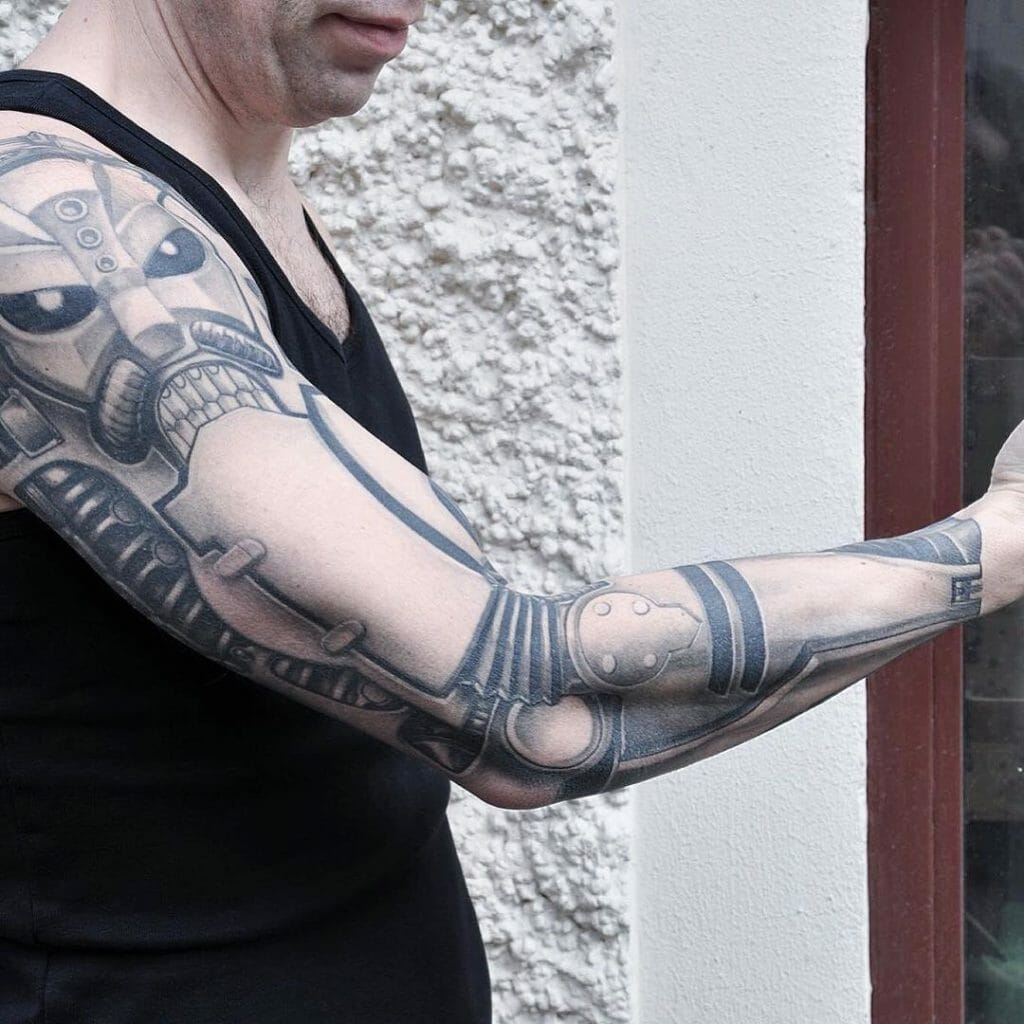 robot arm tattoo