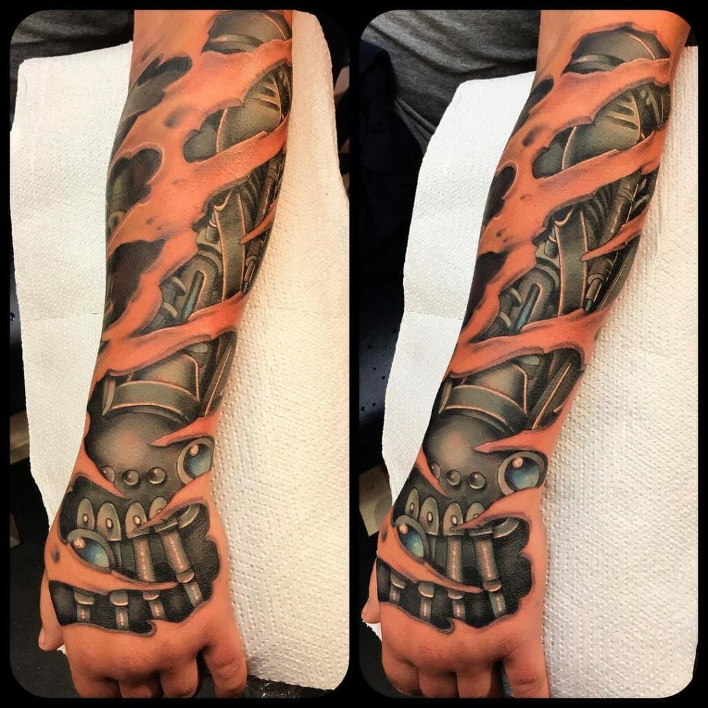 robot arm tattoo