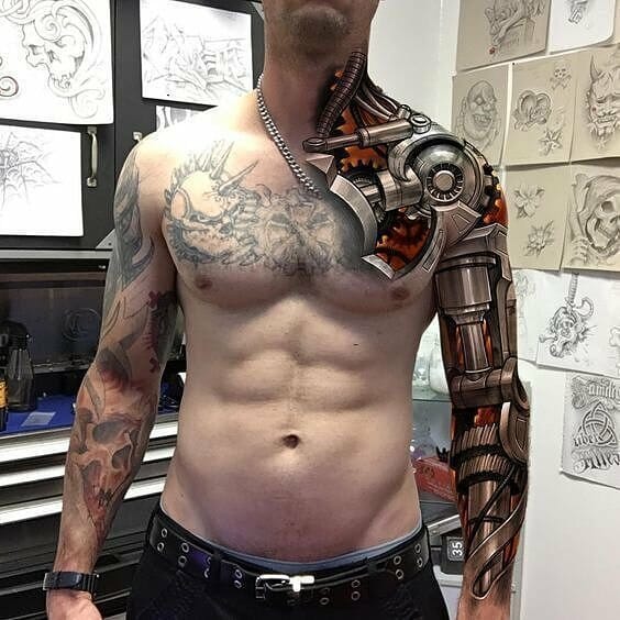 robot arm tattoo