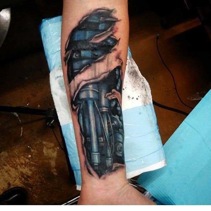 robot arm tattoo