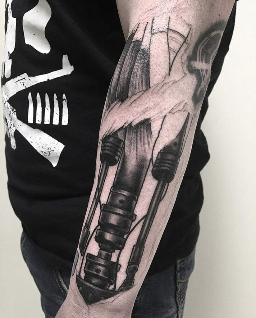 robot arm tattoo