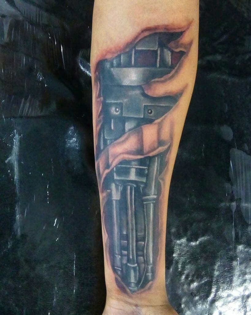 robot arm tattoo