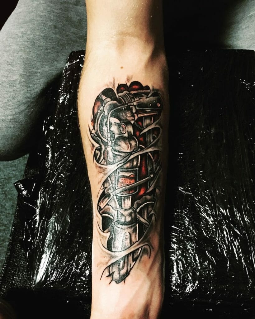 robot arm tattoo