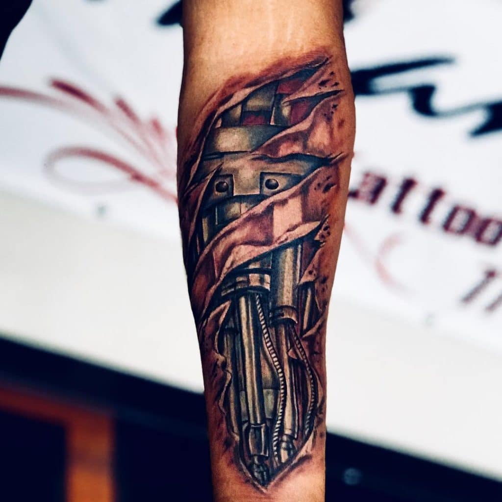 robot arm tattoo