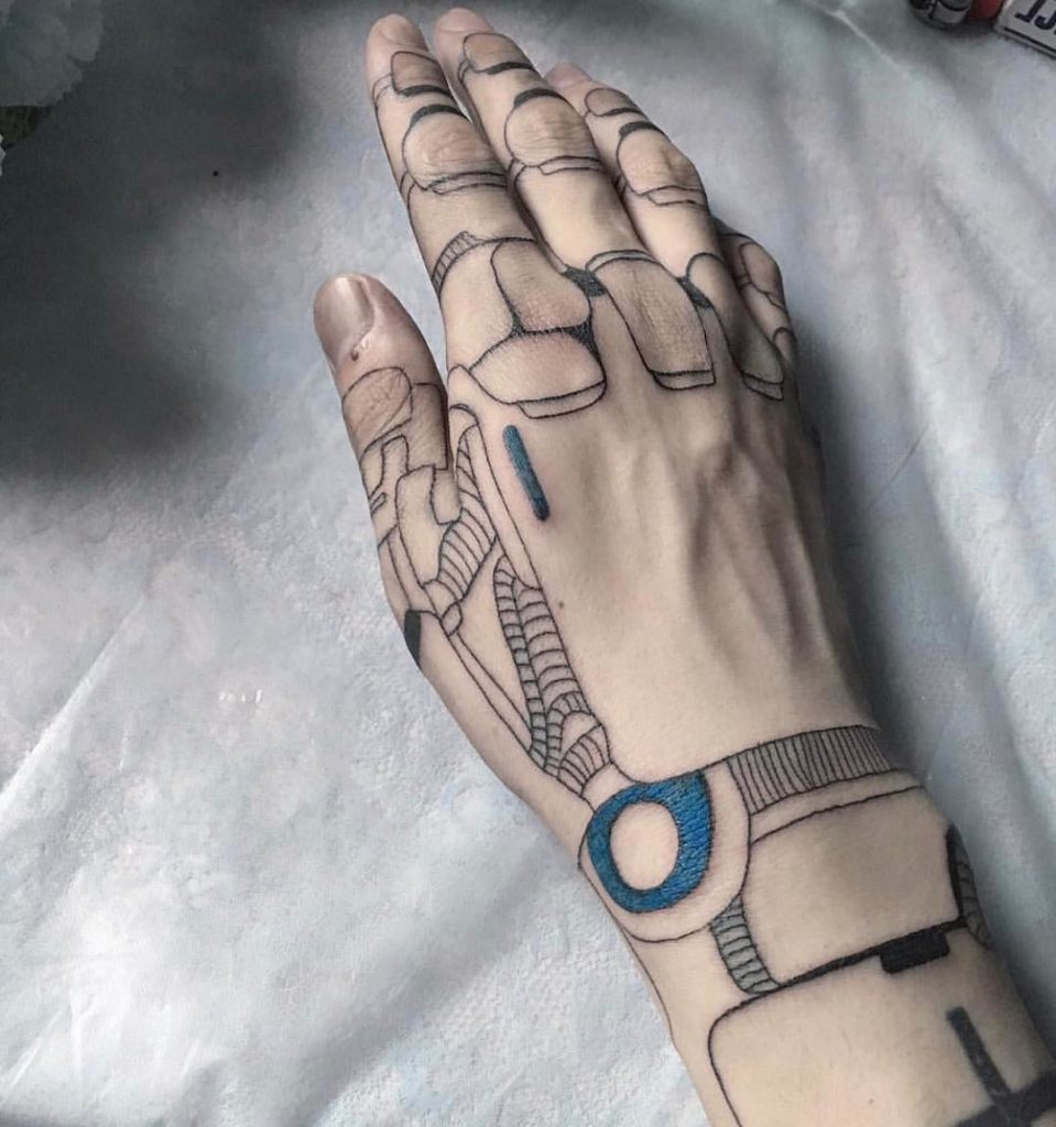 robot arm tattoo