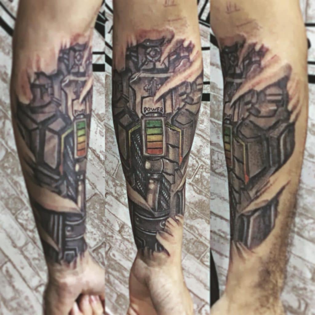 robot arm tattoo