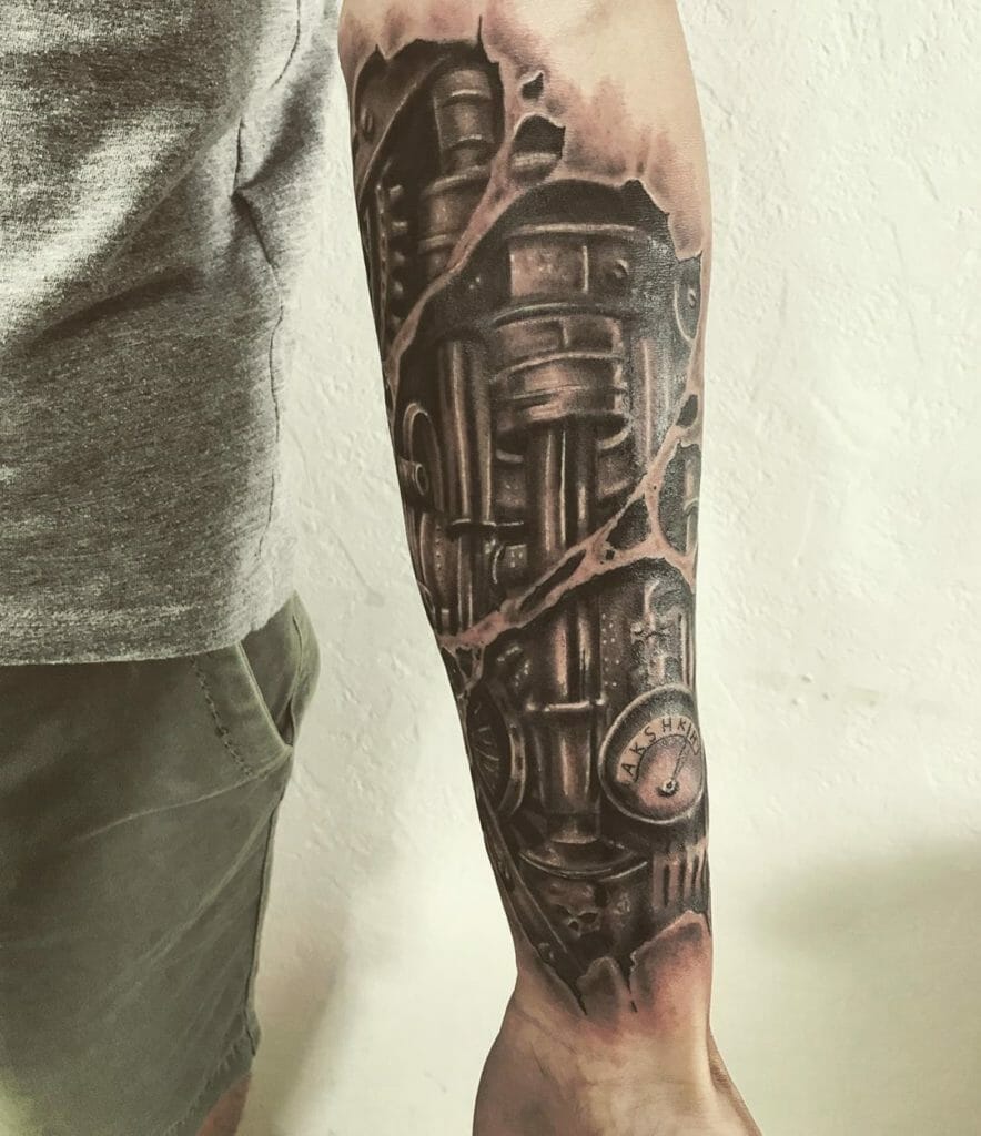 robot arm tattoo