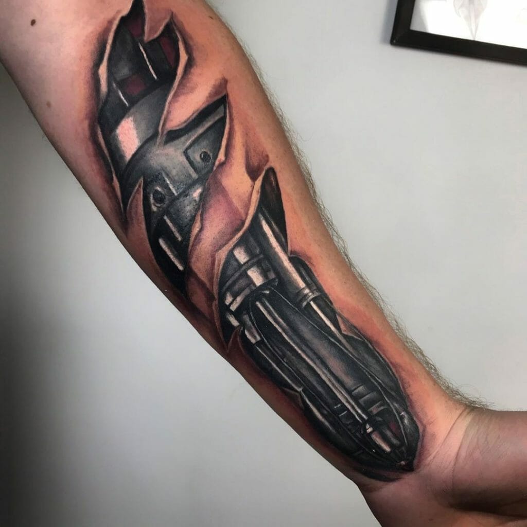 robot arm tattoo