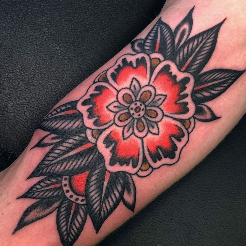 Traditional Bold Flower Tattoo