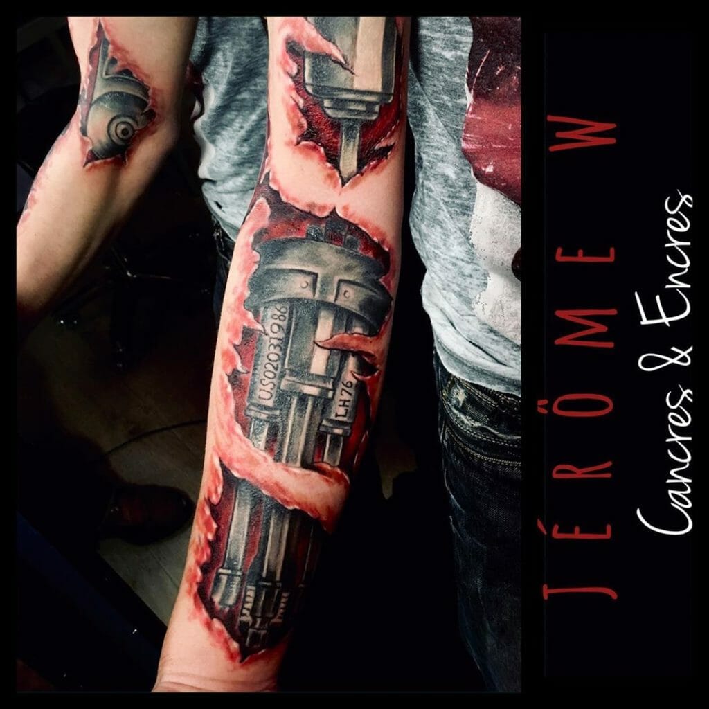 robot arm tattoo