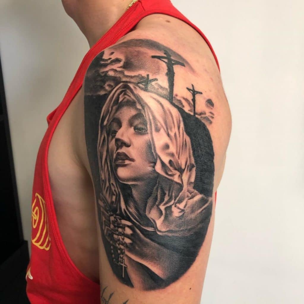 virgin mary tattoo