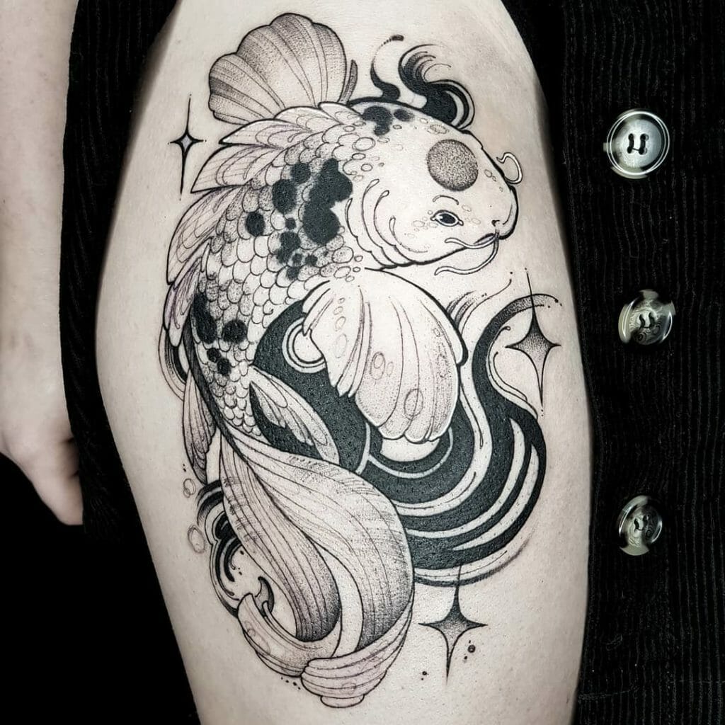 Dotwork Koi Fish Tattoo Design