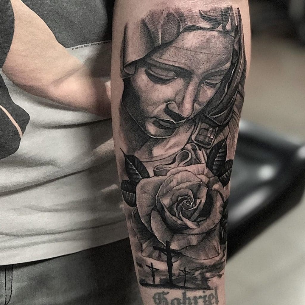 virgin mary tattoo