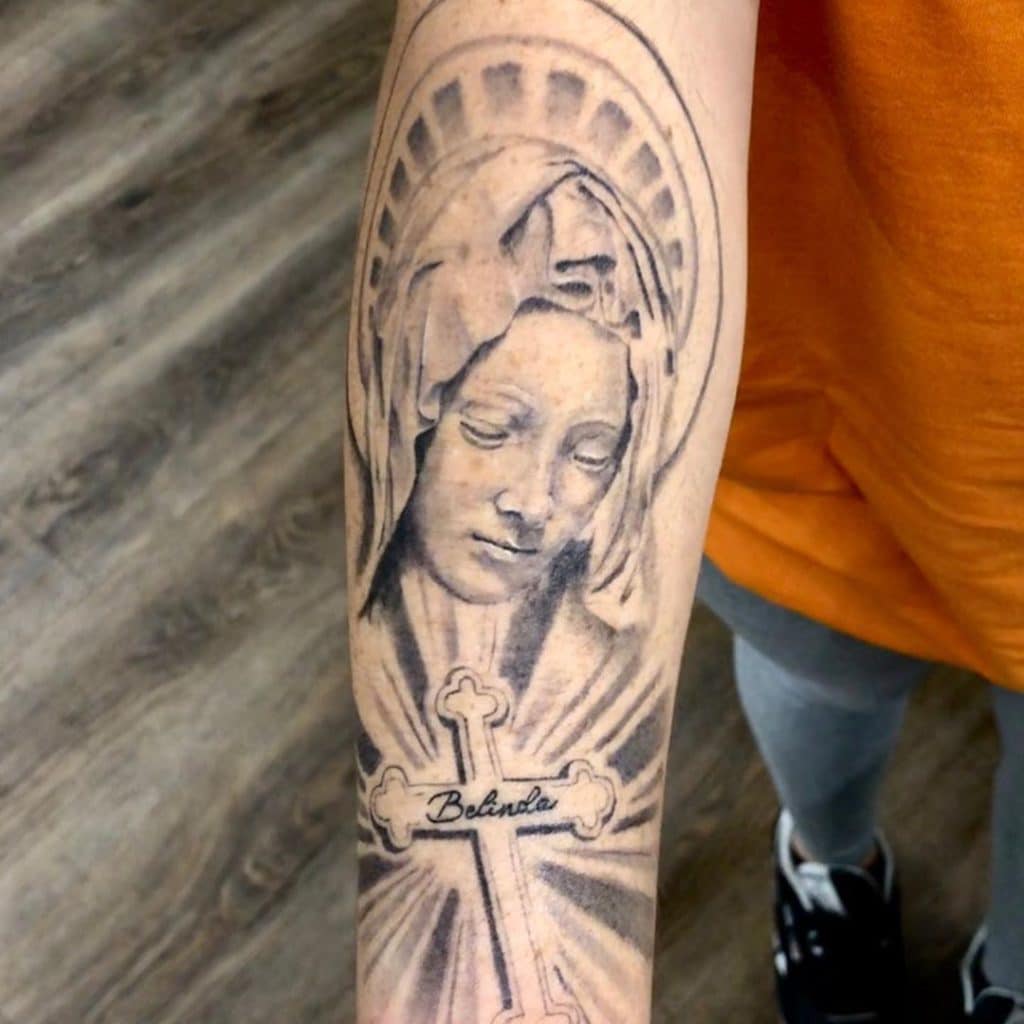 virgin mary tattoo