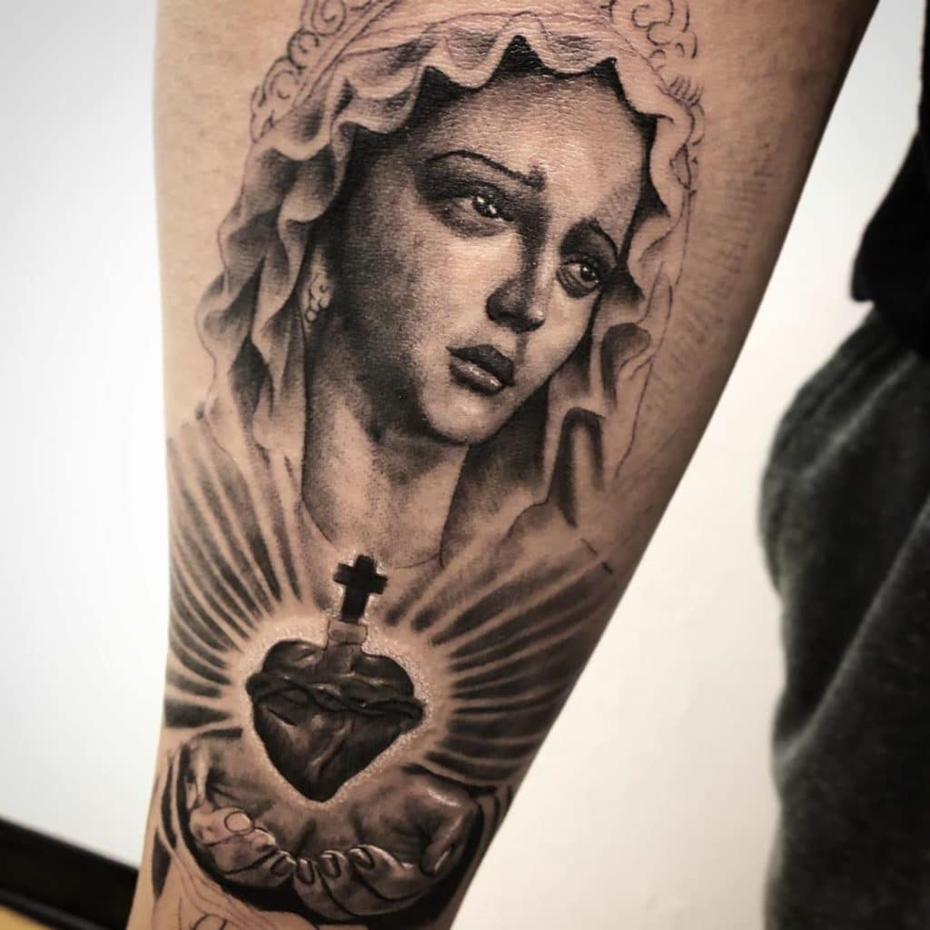 virgin mary tattoo