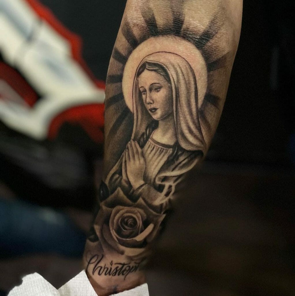 virgin mary tattoo