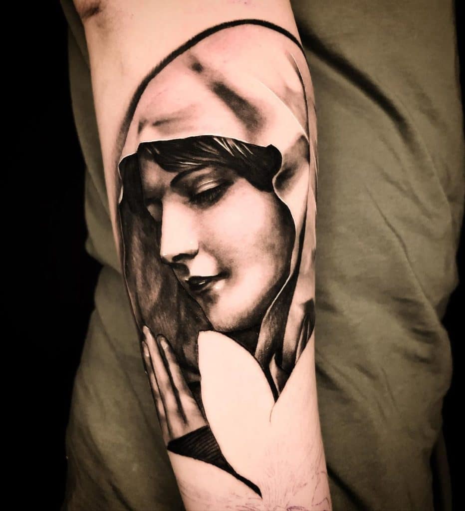 virgin mary tattoo