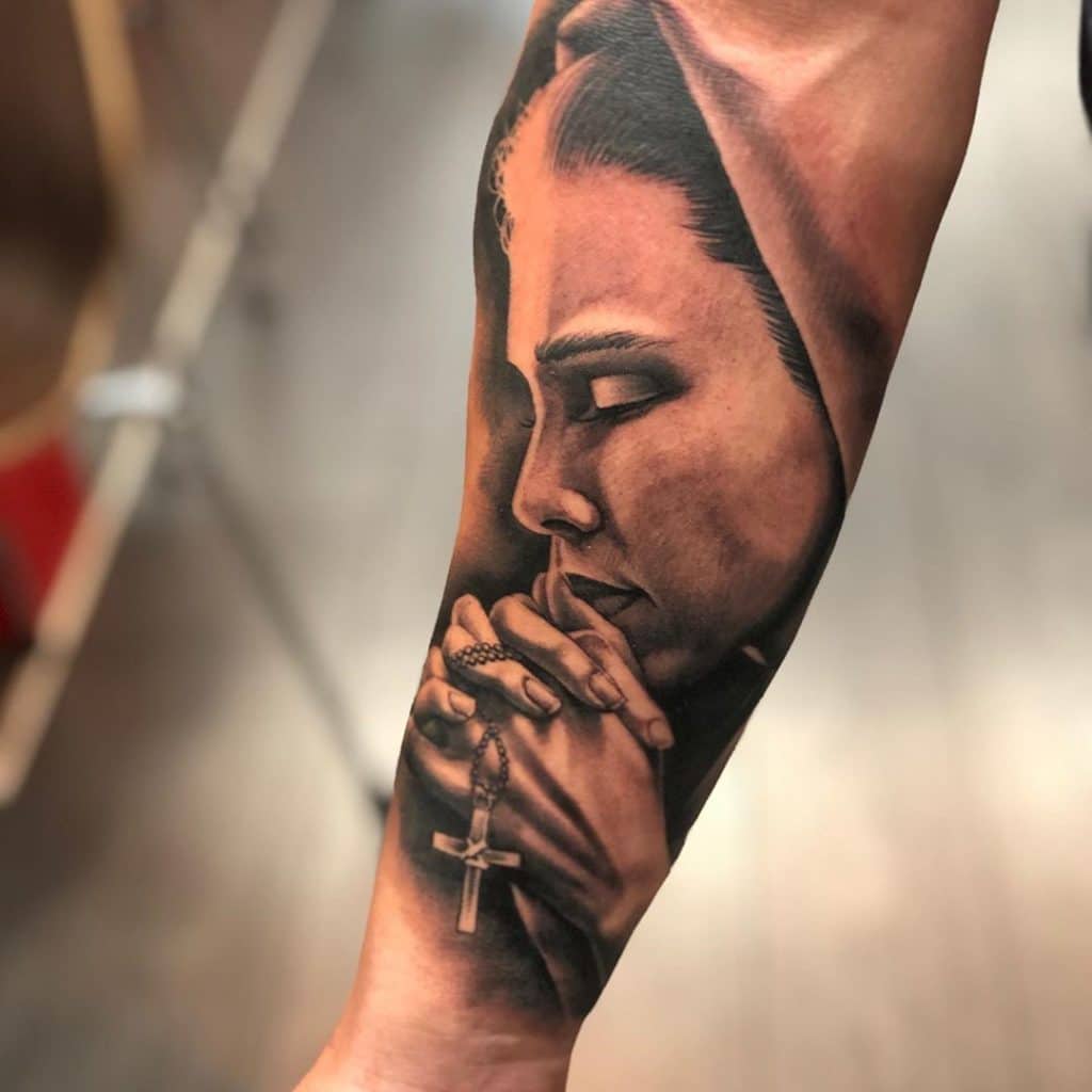 virgin mary tattoo