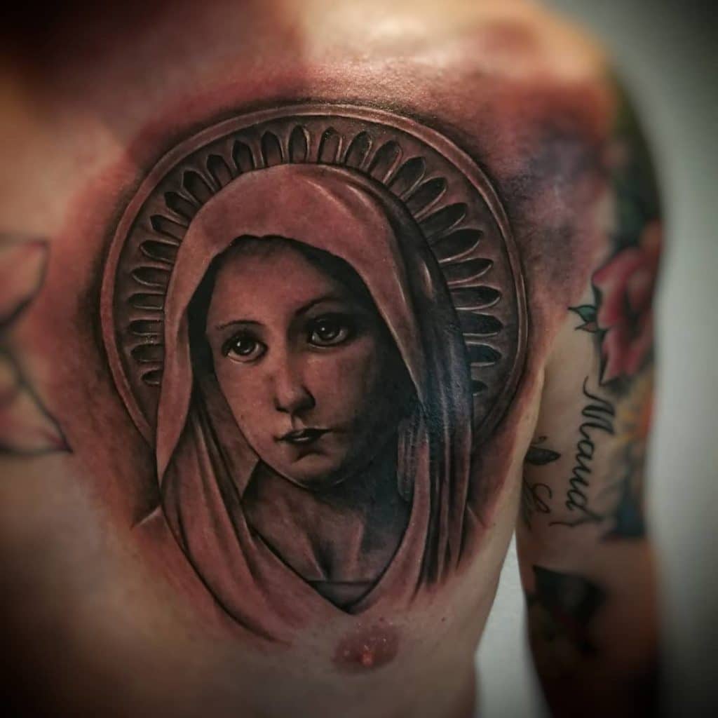 virgin mary tattoo