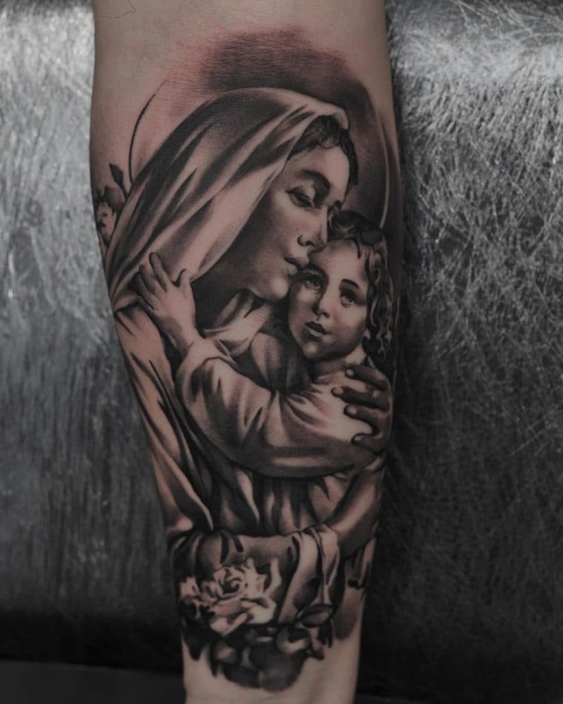 virgin mary tattoo