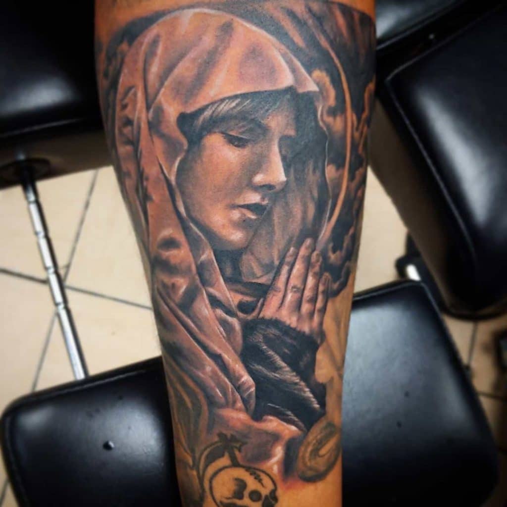 virgin mary tattoo