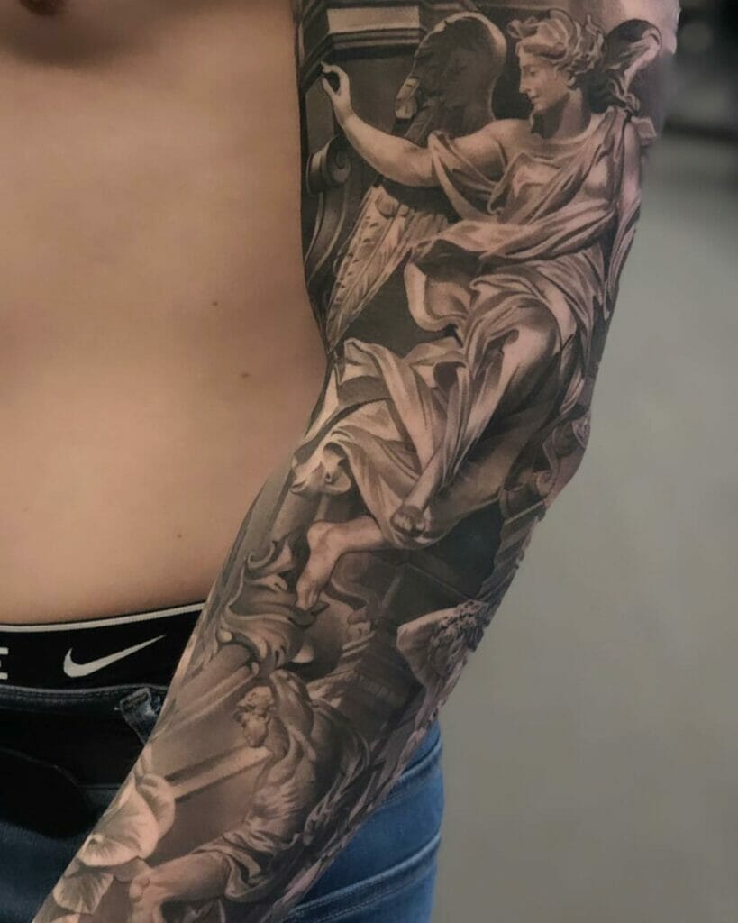 Renaissance angel full sleeve tattoo