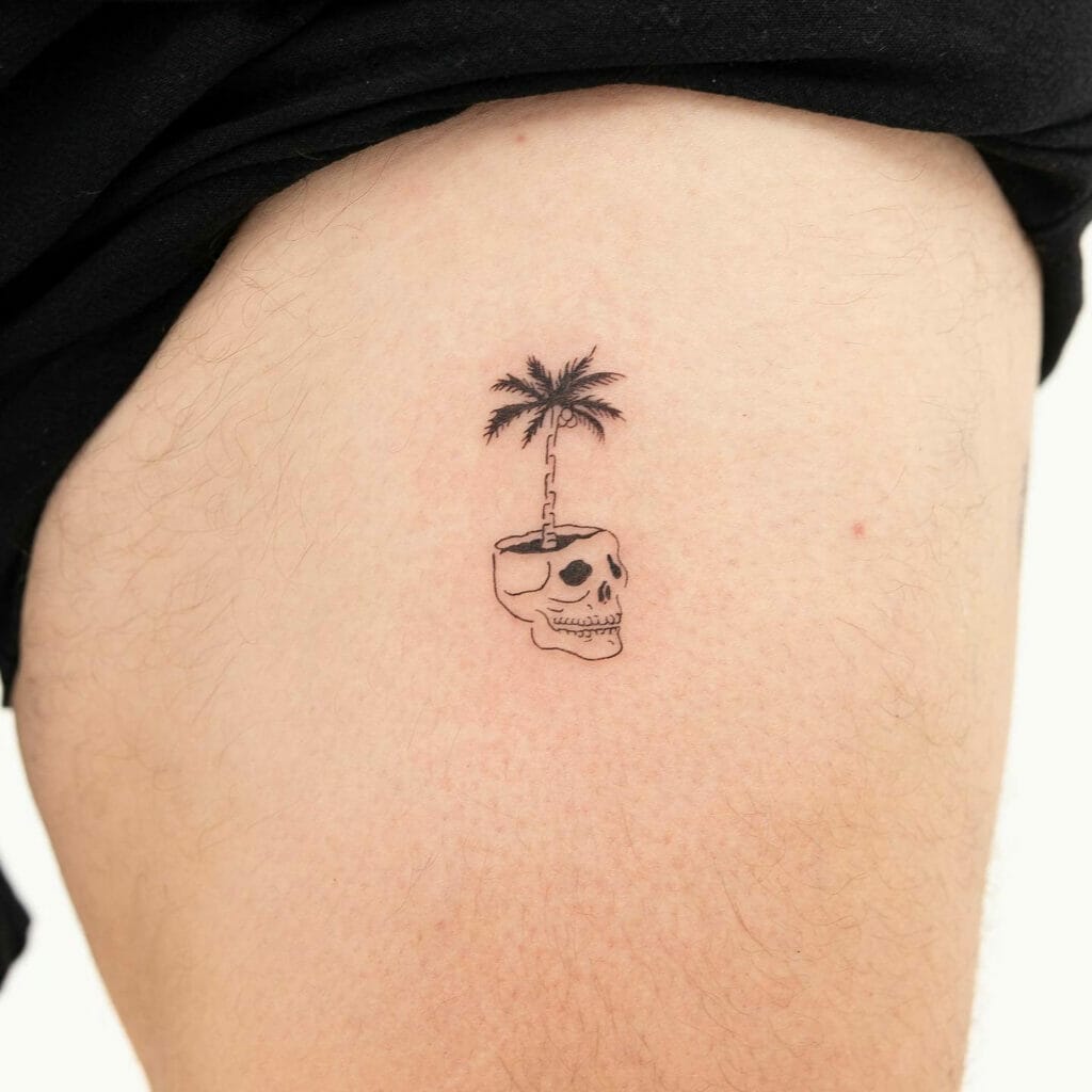 Skull Head Palm Tree Tattoo Ideas