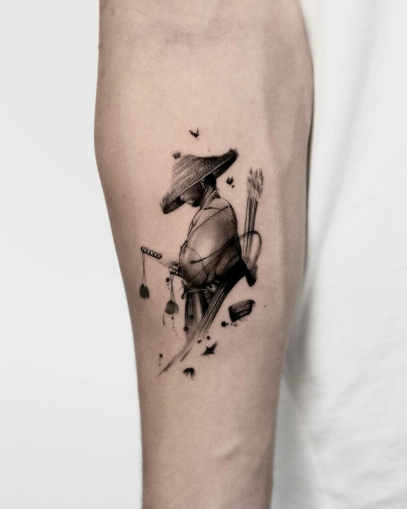 Black And White Samurai Tattoos