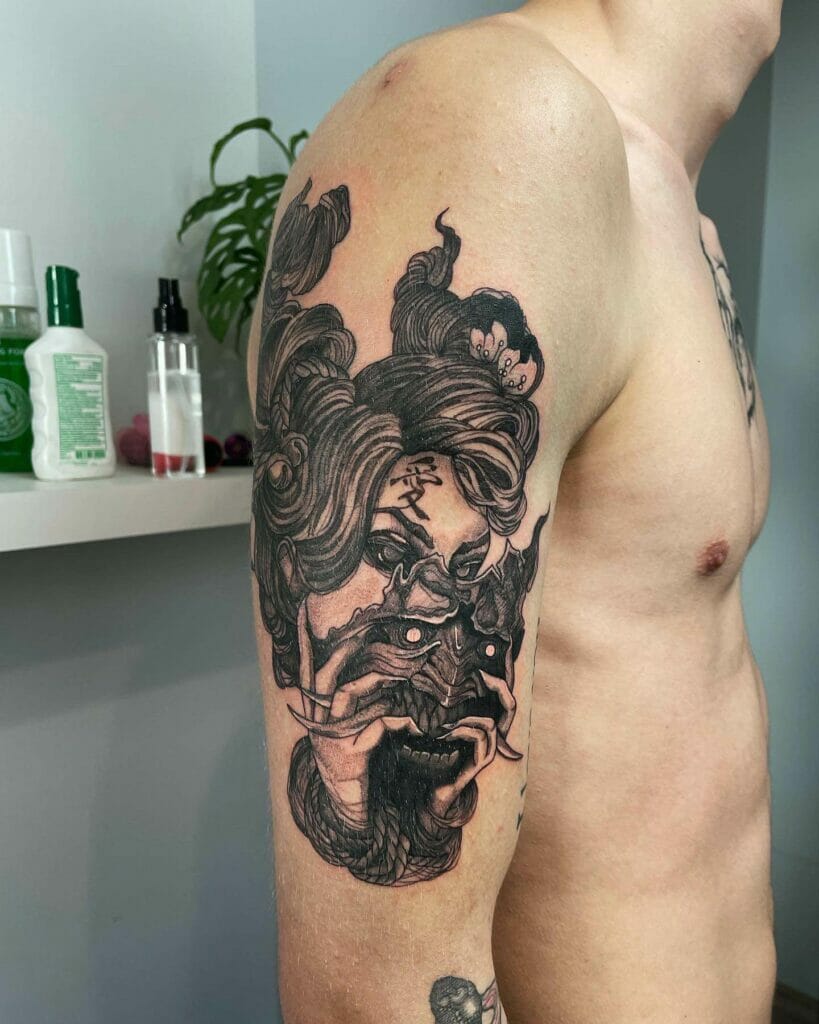 Samurai Face Tattoo Design